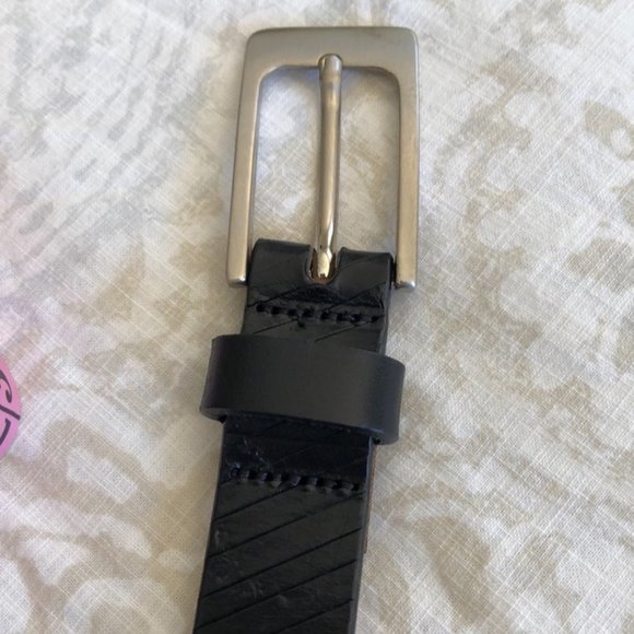 Black Italian Leather Belt EUC Sz M NWOT - Picture 2 of 10